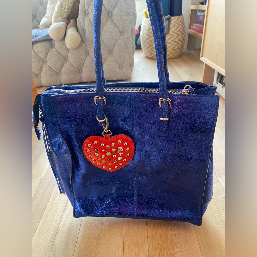 Gorgeous Essentiel Antwerp Blue Purse with Heart Keychain